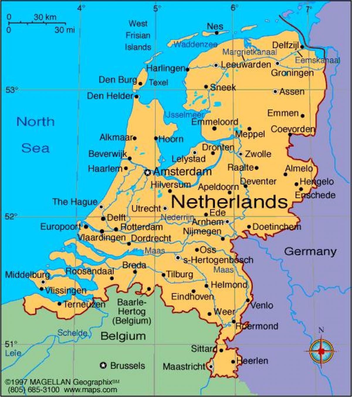 карта Холандије са градовима